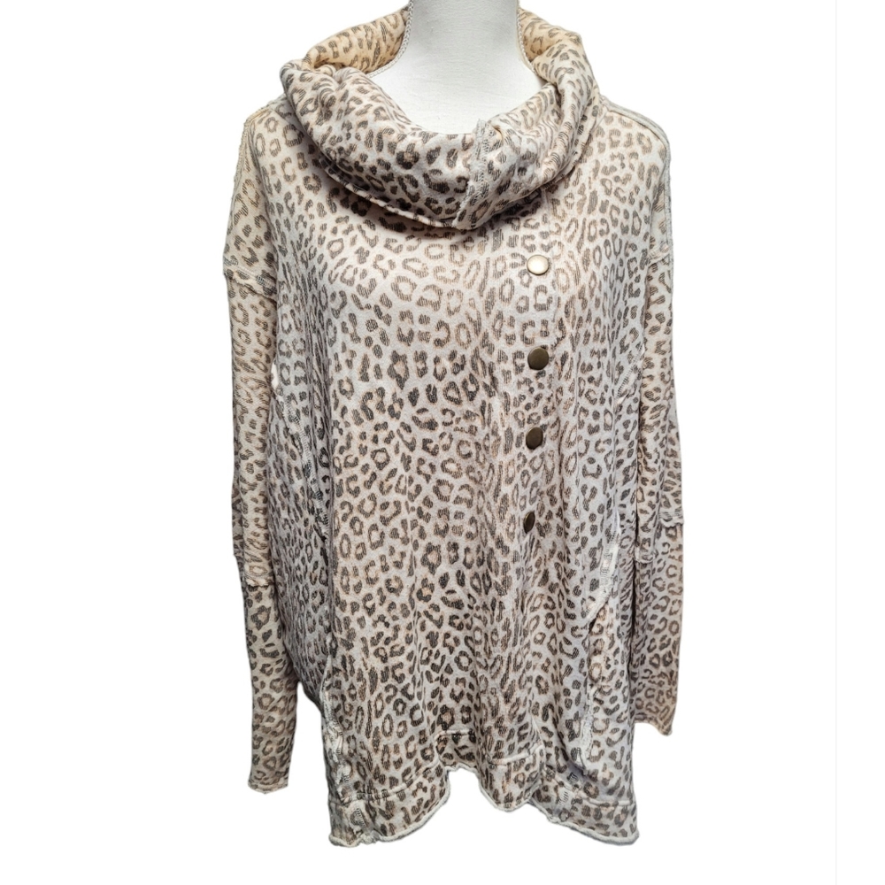 Free People We the Free oversized leopard animal print long sleeved sweatshirt